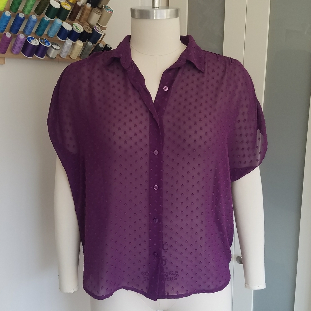 Aubergine Textured Batwing Blouse
